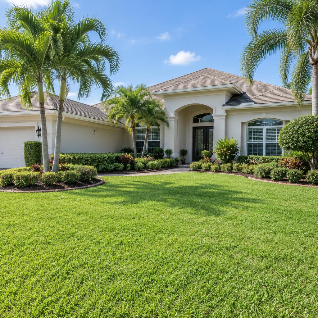A neatly edged lawn surrounding a Central Florida home